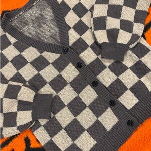 Checkered button up cardigan